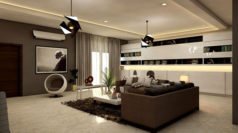 Projetos rectangular white coffee table near brown leather sofa